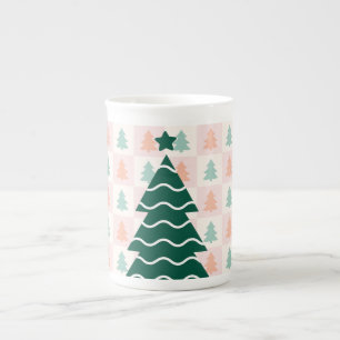 Cute Christmas Tree Holiday Design. Bone China Mug