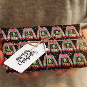 Cute Christmas Tree on Ugly Christmas Sweater Wrapping Paper