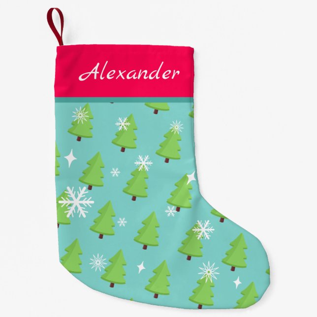 Cute Christmas Tree Personalised Small Christmas Stocking (Front)