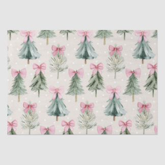 Cute Christmas Tree Pink Bow Pattern Tissue Paper