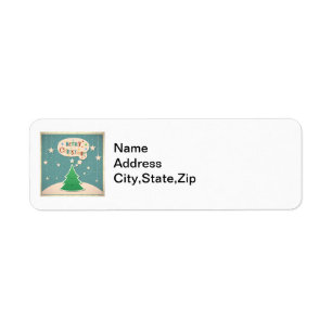 Cute Christmas Tree Retro Look Address Label Return Address Label