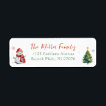 Cute Christmas Tree Snowman Family Return Address Label<br><div class="desc">Cute Christmas tree snowman family return address label.</div>