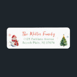 Cute Christmas Tree Snowman Family Return Address Label<br><div class="desc">Cute Christmas tree snowman family return address label.</div>