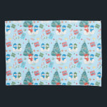 Cute Christmas Tree, Snowman, Gifts, Candy Pattern Pillowcase<br><div class="desc">Cute and adorable watercolor Christmas pattern featuring Christmas trees,  Christmas gifts in red,  blue and green colour,  watercolor snowmen in red,  blue and green caps and scarfs and various Christmas candy with a light blue background.</div>
