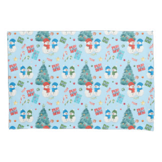 Cute Christmas Tree, Snowman, Gifts, Candy Pattern Pillowcase