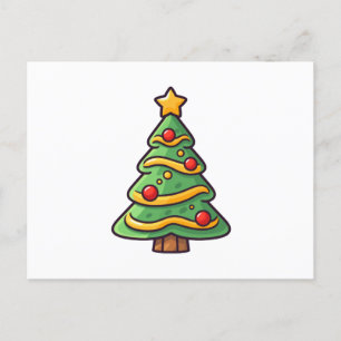 Cute Christmas Tree with Ornaments Holiday Postcard