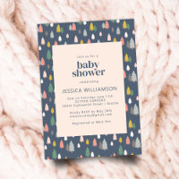 Cute Christmas Trees Blue Green Baby Shower