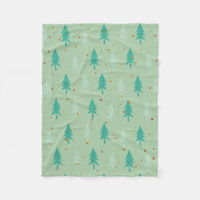 Cute Christmas Trees Fleece Blanket (Front)