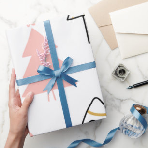 Cute Christmas Trees Fun Pink Gold Girly Wrapping Paper