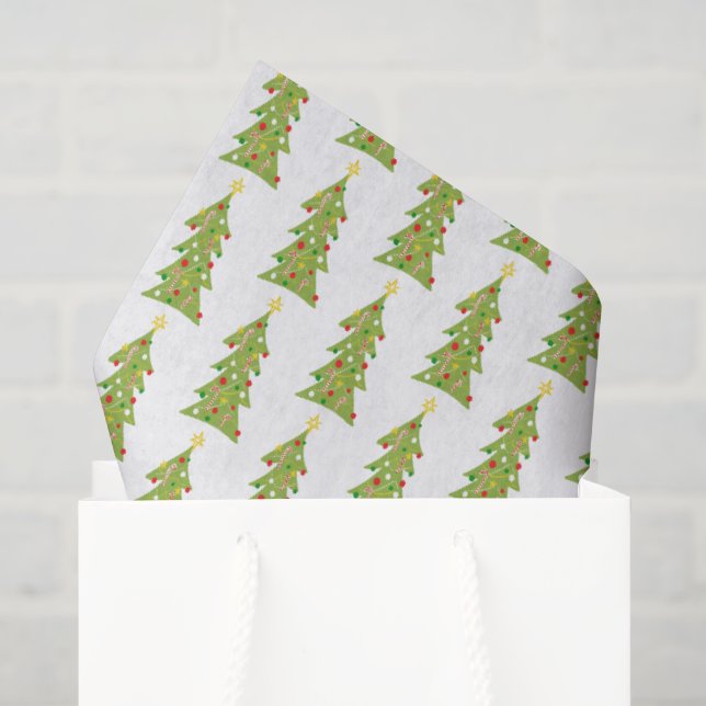 Cute Christmas Trees Retro Holiday Pattern Gift Tissue Paper (Gift Bag)