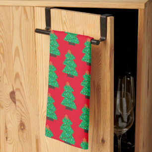 Cute Christmas Trees Tea Towel