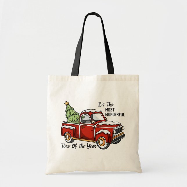 Cute Christmas Truck Tote Bag (Front)