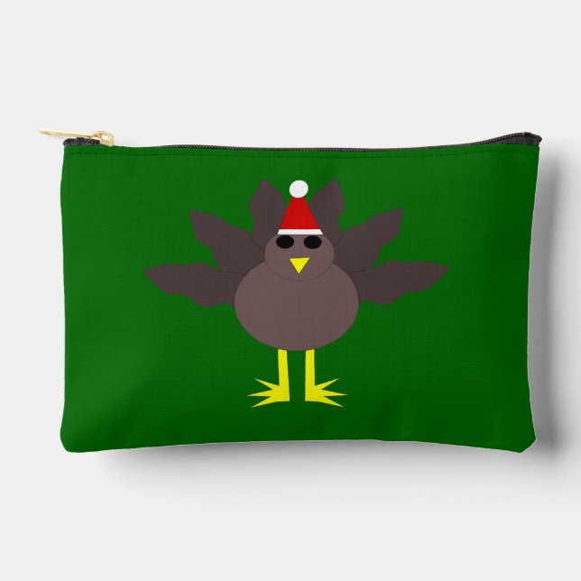 Cute Christmas Turkey Accessory Pouch (Front)