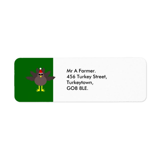 Cute Christmas Turkey Custom Address Labels (Front)