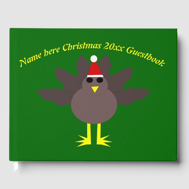 Cute Christmas Turkey Custom Guestbook (Front)
