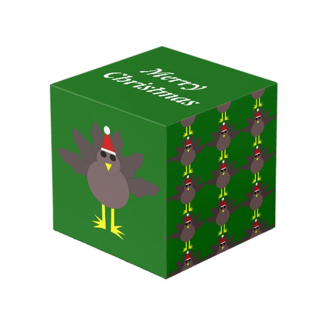 Cute Christmas Turkey Custom Photo Cube (Front Angled)