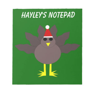Cute Christmas Turkey Customisable Notebook Notepad