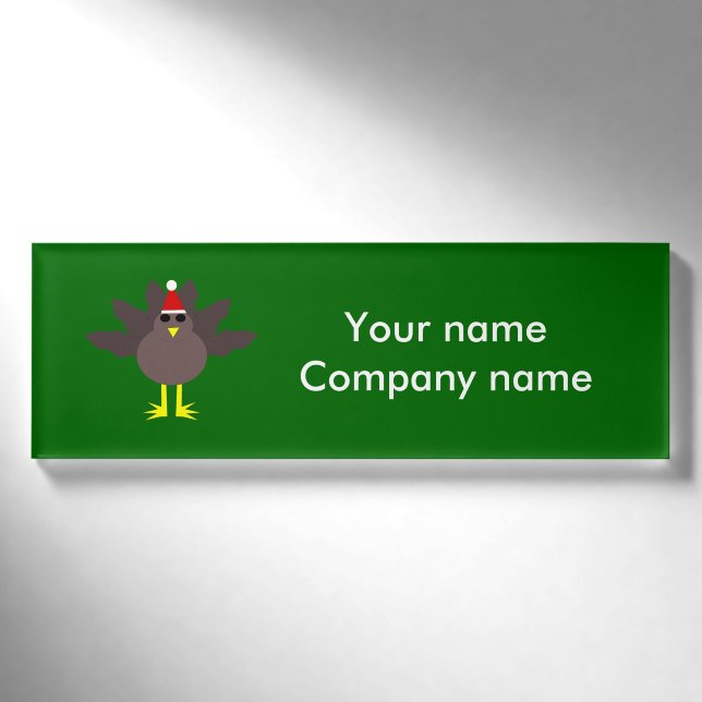 Cute Christmas Turkey Personalised Name Tag (Front)
