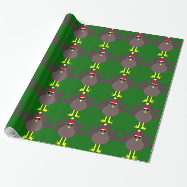 Cute Christmas Turkey Wrapping Paper (Unrolled)