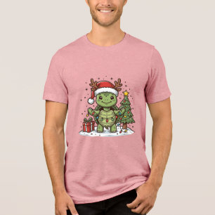 Cute Christmas Turtle Vintage Engraving Shirt Desi