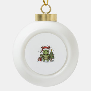 Cute Christmas Turtle Vintage Engraving Shirt Desi Ceramic Ball Christmas Ornament