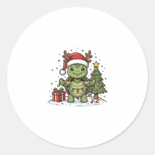Cute Christmas Turtle Vintage Engraving Shirt Desi Classic Round Sticker