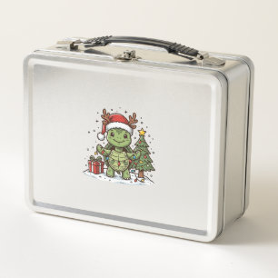 Cute Christmas Turtle Vintage Engraving Shirt Desi Metal Lunch Box