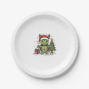 Cute Christmas Turtle Vintage Engraving Shirt Desi Paper Plate