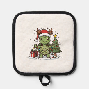 Cute Christmas Turtle Vintage Engraving Shirt Desi Pot Holder