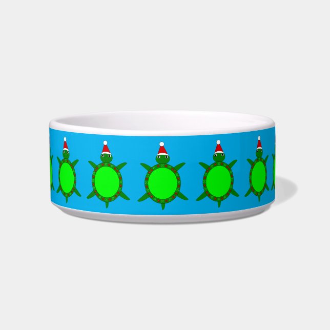 Cute Christmas Turtle with Flowery Shell Bowl (Front)