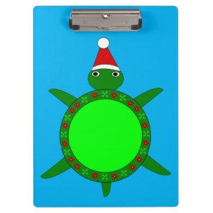 Cute Christmas Turtle with Flowery Shell Clipboard