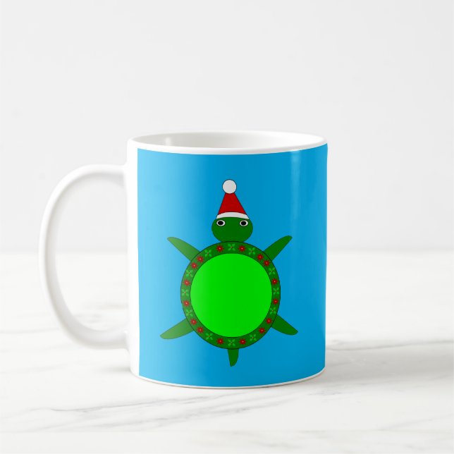 Cute Christmas Turtle with Flowery Shell Coffee Mug (Left)