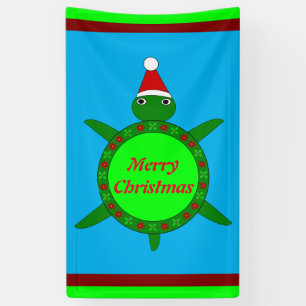 Cute Christmas Turtle with Flowery Shell Custom Banner