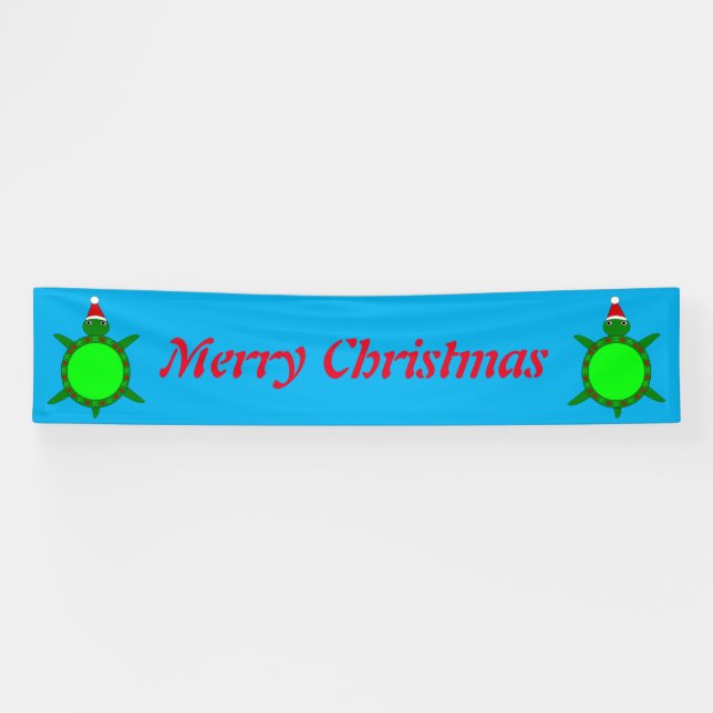 Cute Christmas Turtle with Flowery Shell Custom Banner (Horizontal)