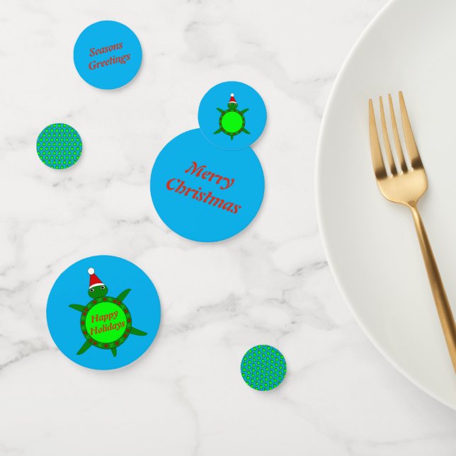 Cute Christmas Turtle with Flowery Shell Custom Confetti (Group)