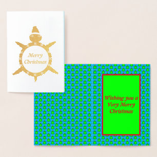 Cute Christmas Turtle with Flowery Shell Custom Foil Card