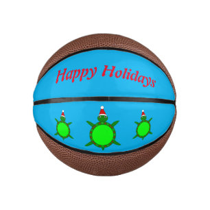 Cute Christmas Turtle with Flowery Shell Custom Mini Basketball