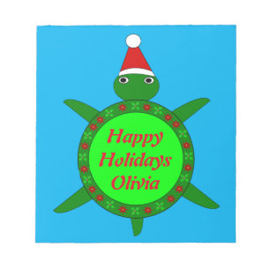 Cute Christmas Turtle with Flowery Shell Custom Notepad