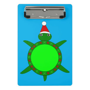 Cute Christmas Turtle with Flowery Shell Mini Clipboard