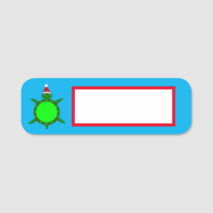 Cute Christmas Turtle with Flowery Shell Name Tag
