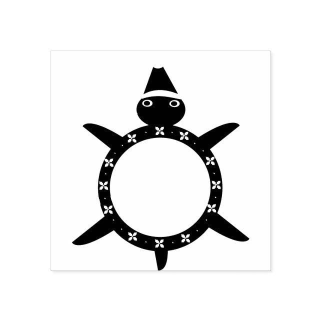 Cute Christmas Turtle with Flowery Shell Rubber Stamp (Imprint)