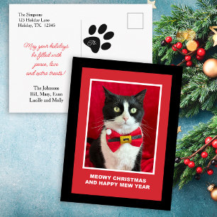 Cute Christmas Tuxedo Cat Postcard