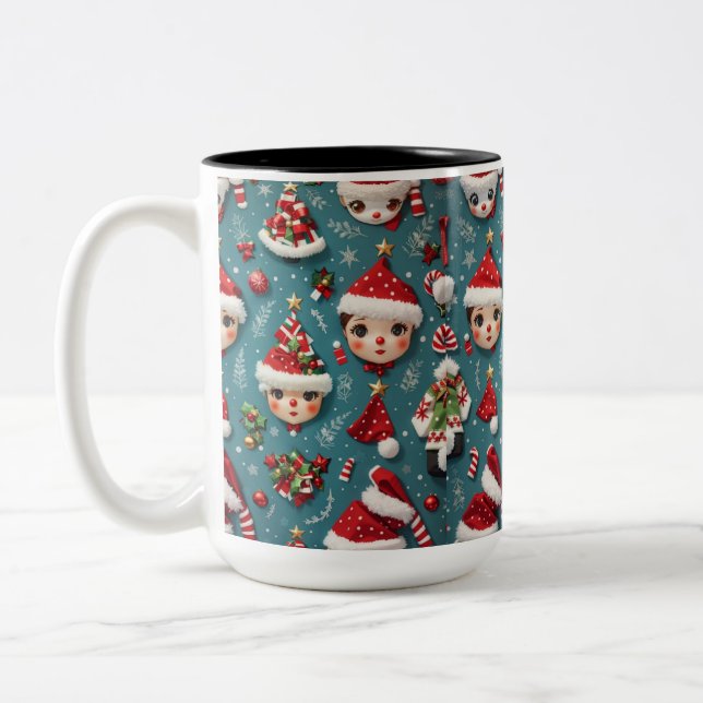Cute Christmas  Two-Tone Coffee Mug (Left)