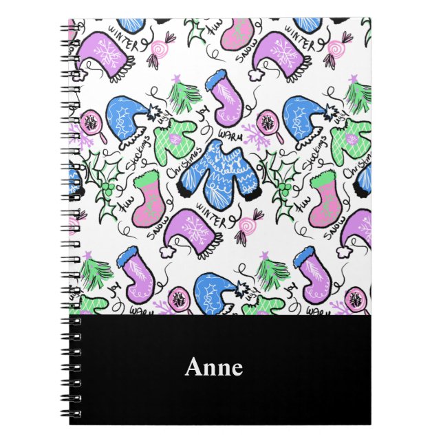 Cute Christmas Ugly Sweater Doodles Swirls Pattern Notebook (Front)