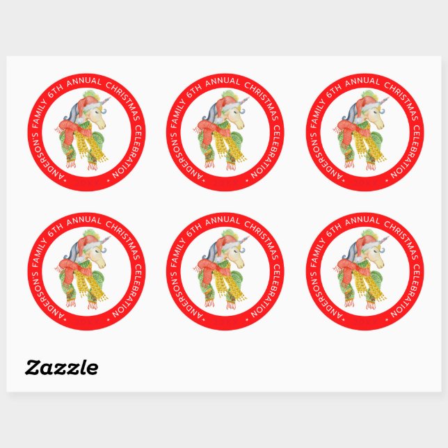 Cute Christmas unicorn Classic Round Sticker (Sheet)