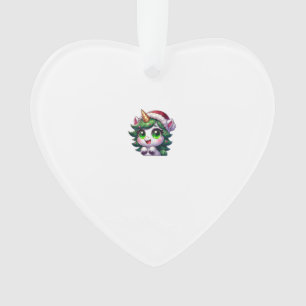 Cute Christmas Unicorn in Tree Costume Cartoon Tan Ornament