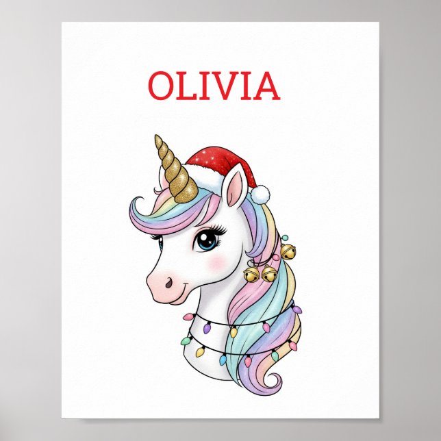 Cute Christmas Unicorn Poster (Front)