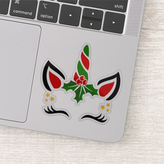 Cute Christmas Unicorn Stickers with Custom Name (Detail)