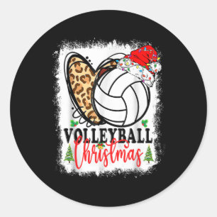 Cute Christmas Volleyball Heartbeat Santa Hat Xmas Classic Round Sticker