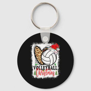 Cute Christmas Volleyball Heartbeat Santa Hat Xmas Key Ring